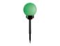 Lampe solaire verte en forme de boule pour jardin.