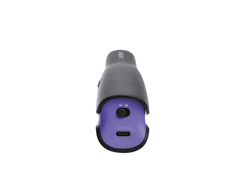 Fer à lisser sans fil, design élégant, violet et noir.