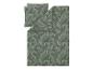 Parure de lit verte avec un motif de feuilles subtil, comprenant une housse de couette et une taie d'oreiller.