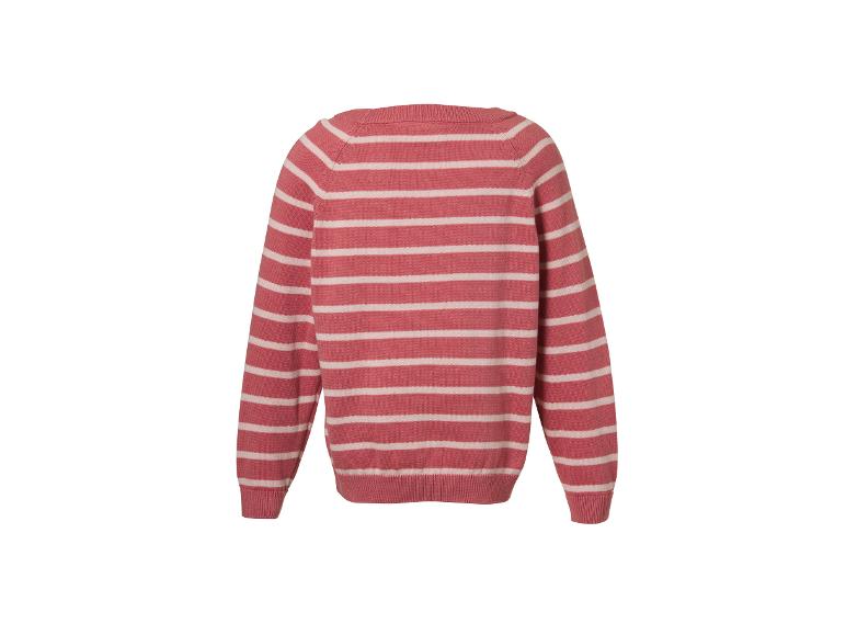 Pull rayé rose à manches longues, vue de dos.