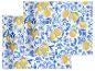 Set de table et chemin de table, citron et motifs bleus.