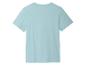 T-shirt bleu clair à manches courtes, vue arrière.