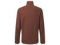 Une veste en polaire marron foncé à manches longues.