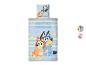 Parure de lit Bluey et Bingo avec texte 'BESTIES FOREVER' et options de personnages.