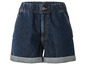 Shorts en jean bleu avec taille élastique.