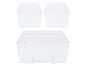 Trois bacs de rangement transparents pour réfrigérateur.