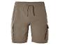 Shorts cargo beiges à cordon de serrage.