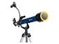 Un télescope Bresser bleu sur un trépied.