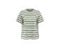 T-shirt rayé à manches courtes blanc et vert sauge