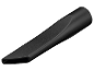Embout d'aspirateur noir et étroit, isolé sur fond blanc.