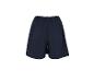 Short femme bleu marine avec taille élastique, vue arrière.