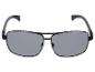 Lunettes de soleil aviateur avec monture noire et verres gris.
