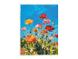 Peinture colorée de coquelicots sur fond de ciel bleu, style peinture par numéros.