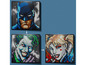 Batman, Joker et Harley Quinn représentés en mosaïque.
