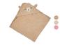Serviette de bain à capuche en forme d'ours, disponible en plusieurs couleurs.
