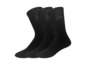 Trois paires de chaussettes noires avec un petit logo.