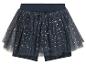 Shorty tutu bleu marine à paillettes argentées pour fille.