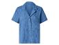 Chemise femme à manches courtes en coton boutonnée, de couleur bleue.