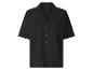 Chemise noire à manches courtes avec boutons marron