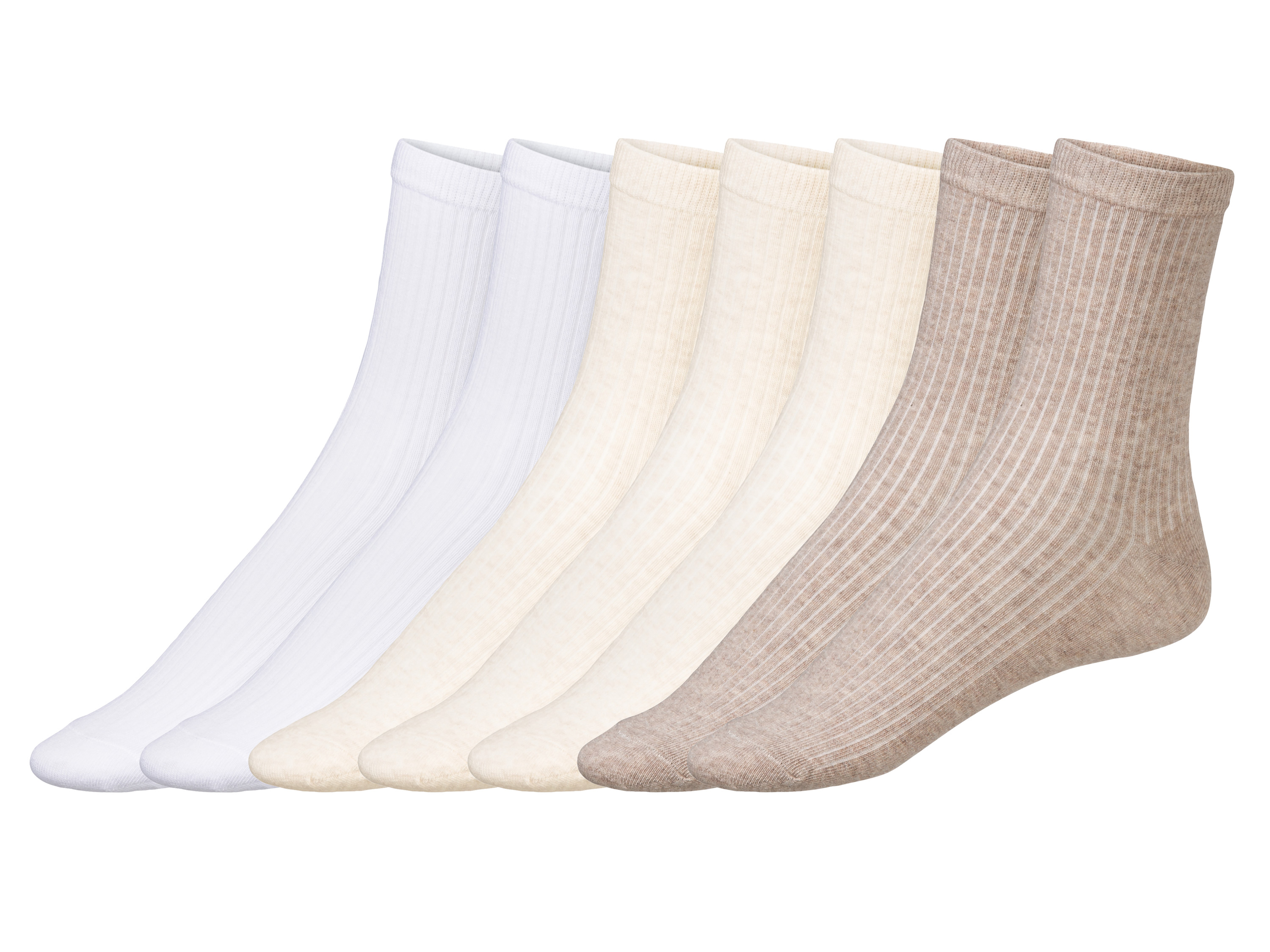 esmara® Lot de 7 paires de chaussettes femme (35-38, blanc/beige)