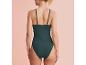 Un maillot de bain vert foncé avec des bretelles fines.
