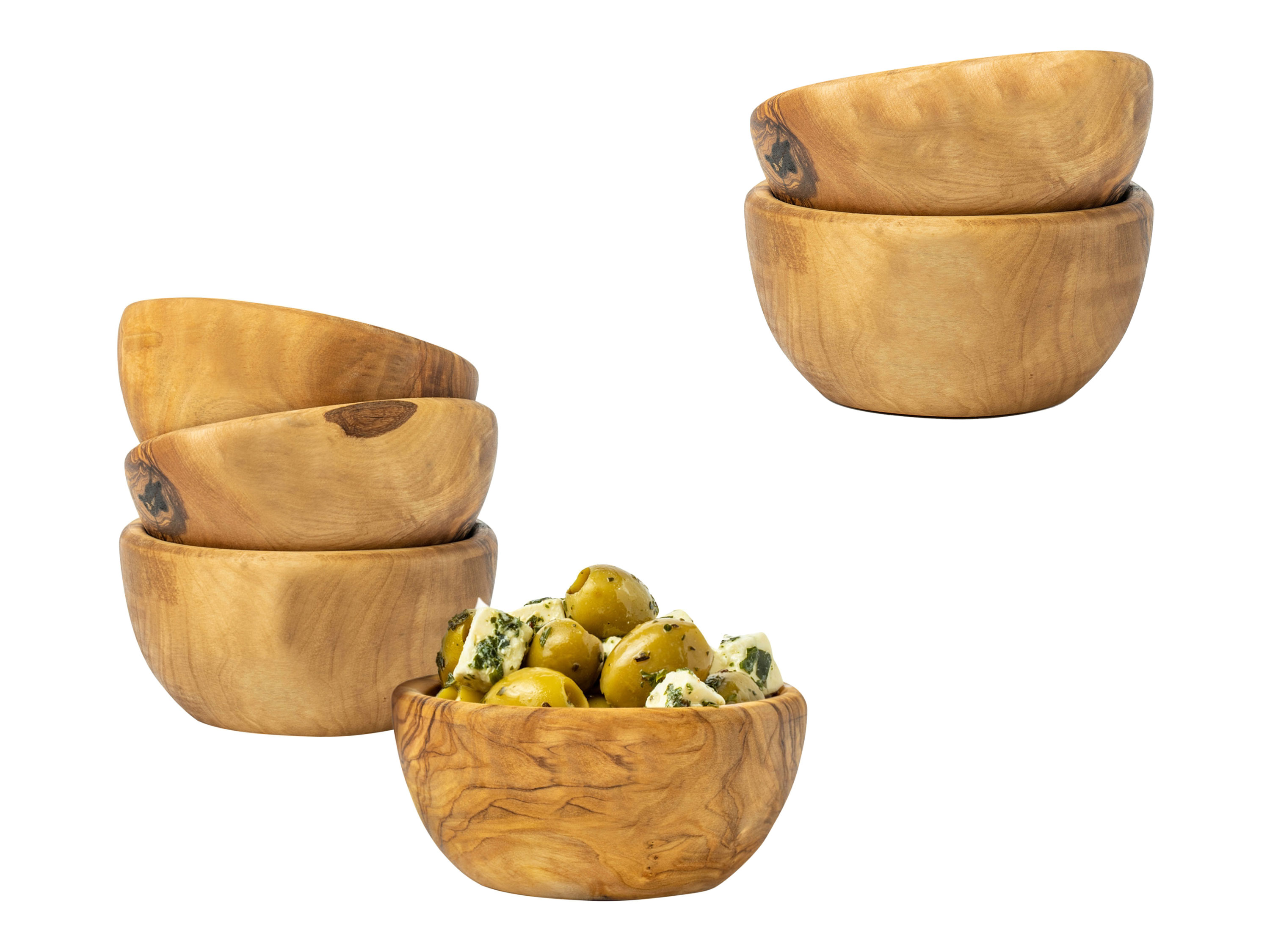 Soltako Lot de 2 ou 4 coupelles en bois d'olivier