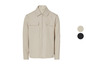 Chemise beige à manches longues et fermeture éclair.