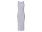 Robe midi côtelée gris clair sans manches