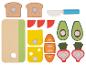 Ensemble de jouets en bois avec aliments et planche à découper