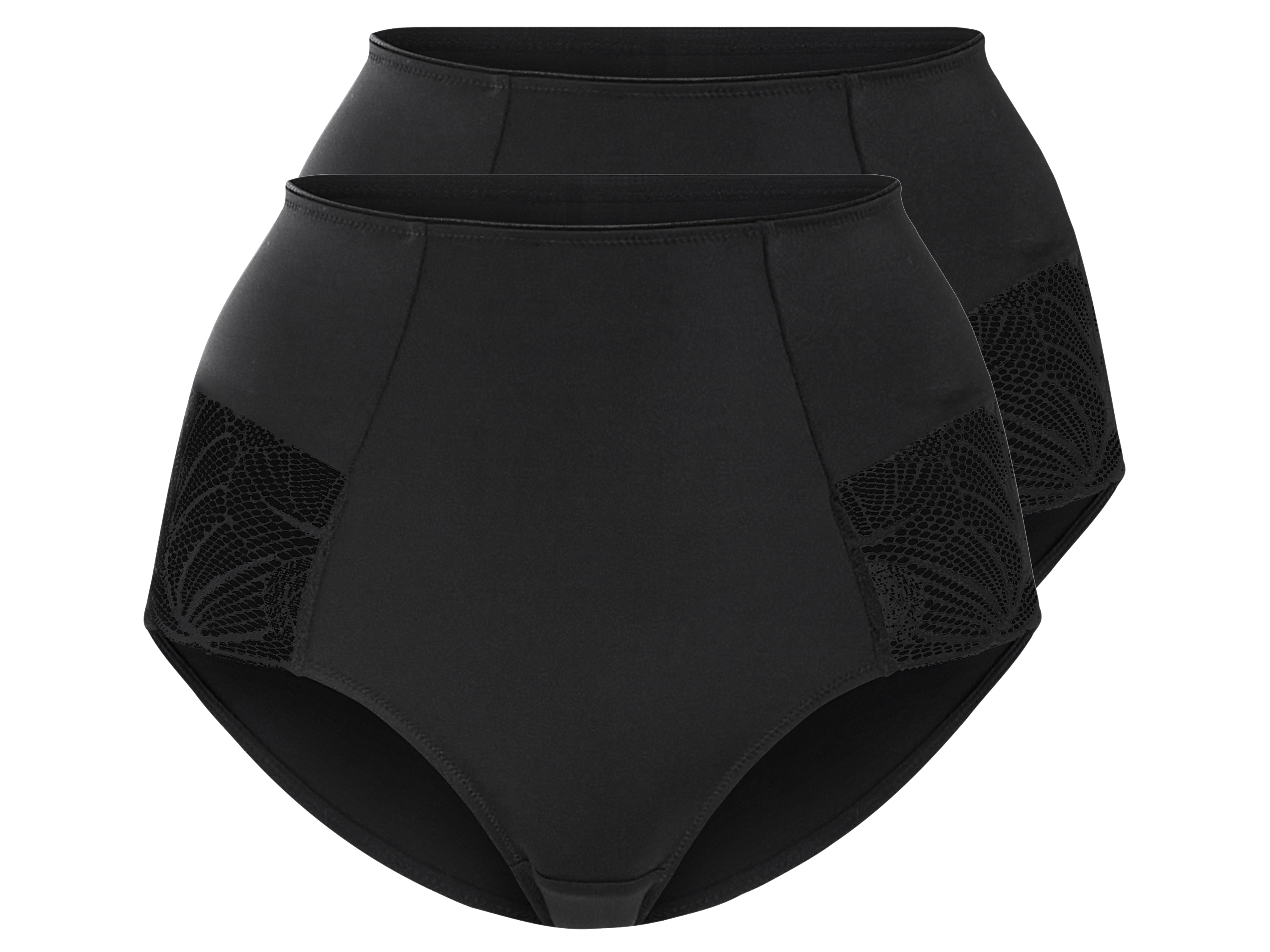 esmara® Lot de 2 culottes gainantes à dentelle femme (noir, M (38/40))