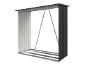 Abri à bûches métallique avec toit en pente et structure de base, gris clair et anthracite.
