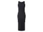 Robe midi noire côtelée sans manches