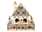 Décoration de Noël en bois en forme de maison avec le Père Noël, des rennes et des sapins