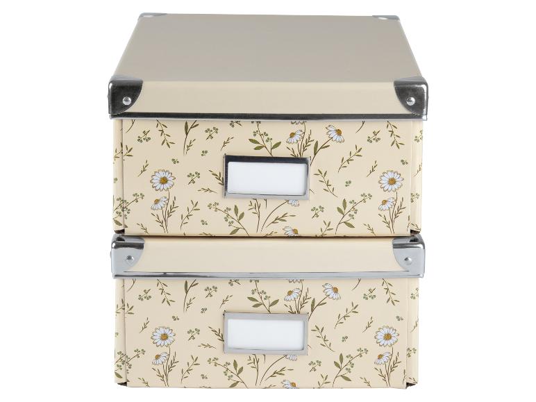 Deux boîtes de rangement à fleurs, style champêtre.