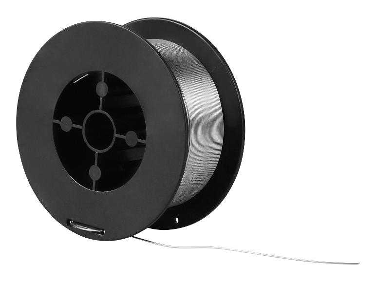 Bobine de fil à souder gris sur fond blanc