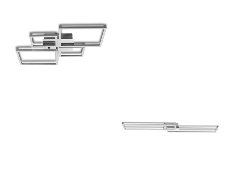 Deux lampes de plafond modernes et rectangulaires avec éclairage LED intégré.