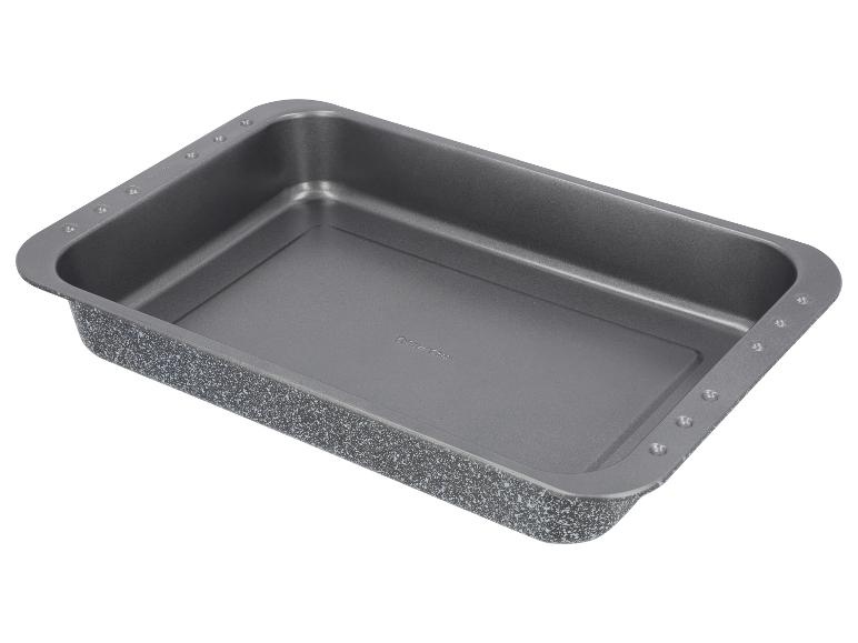Plat de cuisson gris avec revêtement antiadhésif et extérieur moucheté