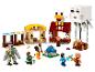 Ensemble LEGO Minecraft avec personnages, animaux et structures construites.