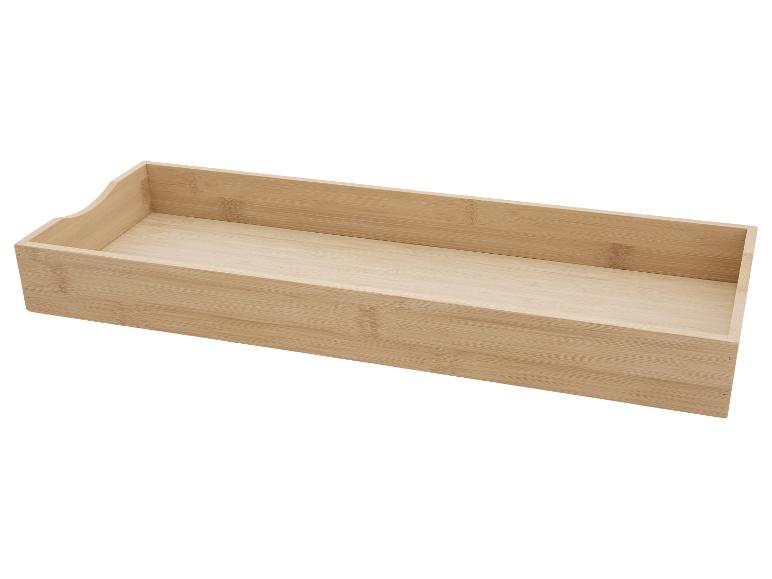 Plateau organisateur rectangulaire en bambou pour tiroirs ou bureaux.