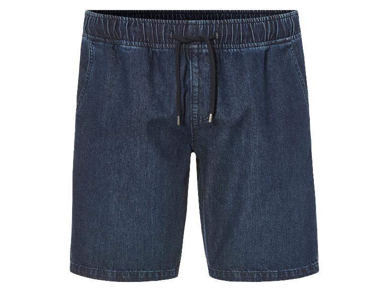 Shorts en jean foncé à cordon de serrage.