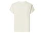 T-shirt simple crème pour femme avec manches courtes retroussées, vue de dos.