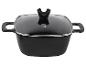 Casserole carrée noire avec couvercle en verre et poignées latérales