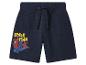Short enfant bleu marine avec imprimé Spider-Man et texte « SPIDER-MAN ».