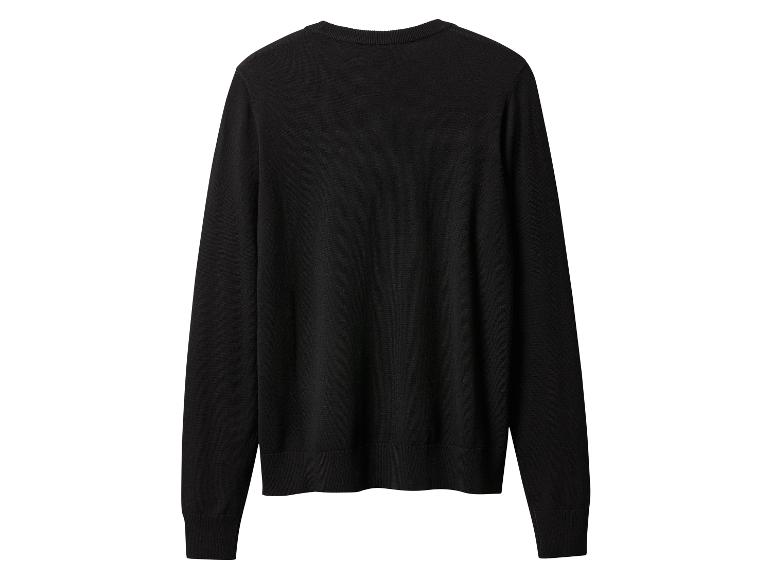 Pull en maille noir, vue arrière, sur fond blanc.