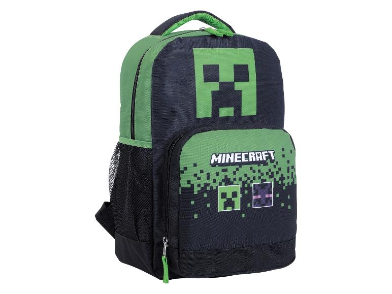 Sac à dos Minecraft : design Creeper, noir et vert.