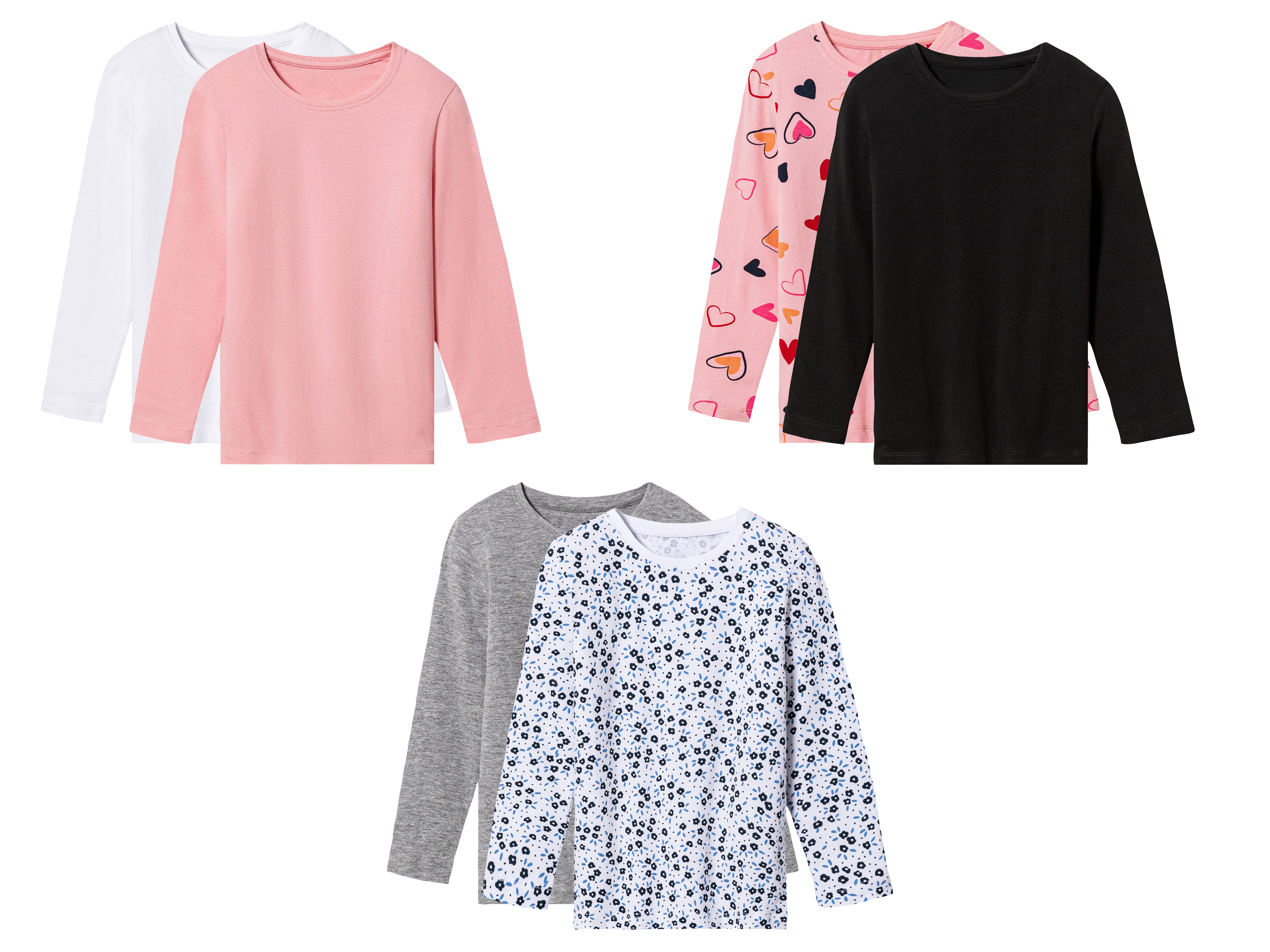lupilu® Lot de 2 t-shirts à manches longues fille
