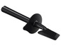 Une spatule en silicone noire avec un manche.
