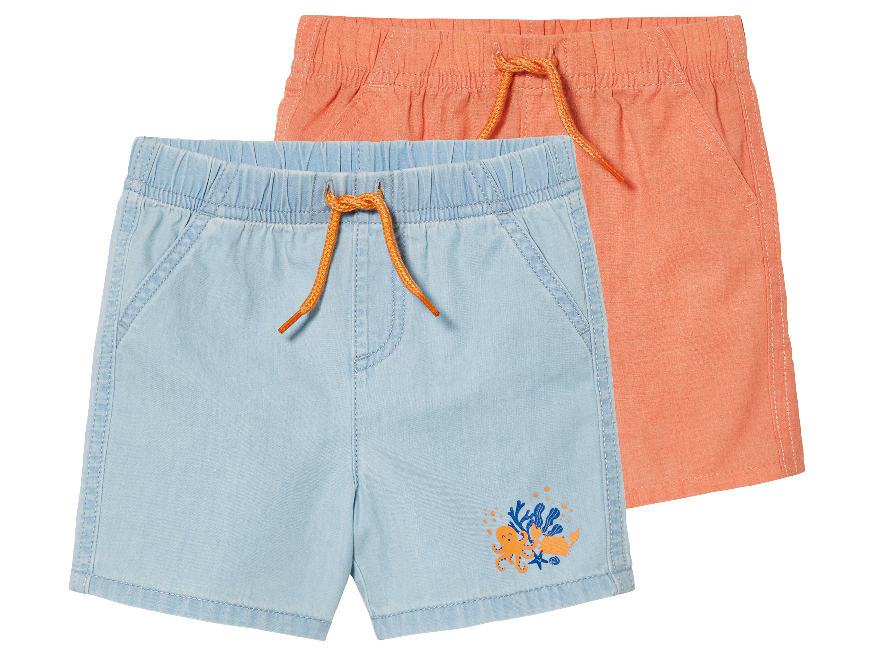 lupilu® Lot de 2 shorts bébé  (bleu clair/orange)