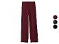 Pantalon large femme bordeaux pailleté, avec options de couleur noire et vert foncé.
