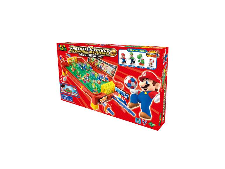 Jeu de football de table avec quatre figurines, dribble et tir réalistes.